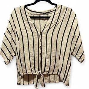 By Together Striped Beige and Black Women's Top